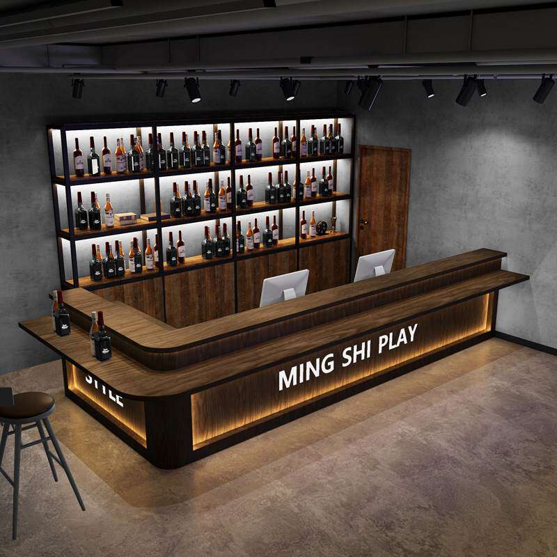 复古工业风酒吧吧台餐厅咖啡店前收银台