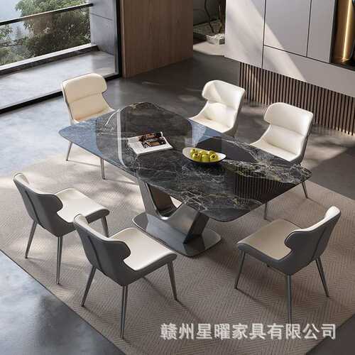 意式超晶石餐桌椅轻奢小户型客厅家用长方形高端微晶石奢石吃饭桌