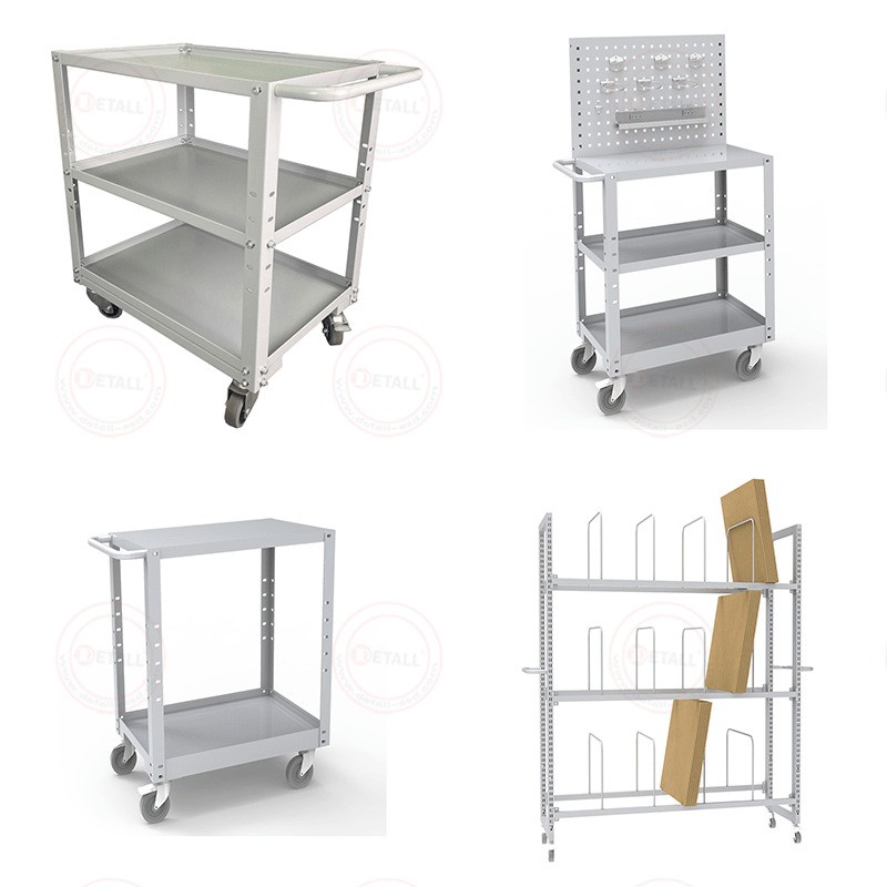 Detall移动纸箱推车三层物料推车纸箱分类置物架推车
