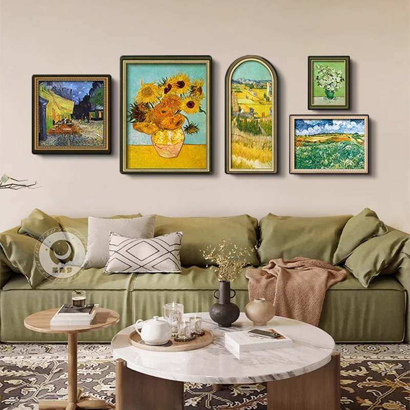 梵高莫奈客厅装饰画美式复古沙发背景墙挂画世界名画法式组合壁画,家居饰品,现代装饰画,淘宝优惠券,粉丝福利购,淘宝优惠卷