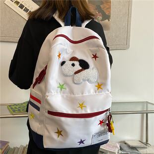 新品 书包女ins森系百搭高中初中生简约高颜值大容量耐脏背包女双