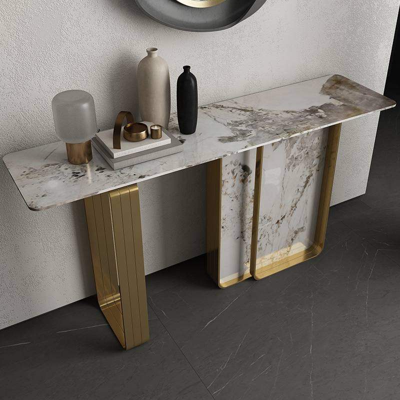 不锈钢轻奢岩板玄关柜台桌子走廊入户靠墙窄桌装饰柜设计艺术条案,住宅家具,玄关台,淘宝优惠券,粉丝福利购,淘宝优惠卷