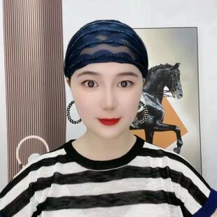 优选2023时尚亮丝盘花帽遮白发防晒盖包头巾方便网红爆款旅游纱头