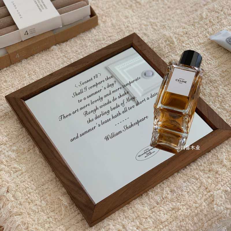 木质装饰英文镜子摆件质感复古道具拍照简约质感桌面化妆镜,住宅家具,装饰镜,淘宝优惠券,粉丝福利购,淘宝优惠卷