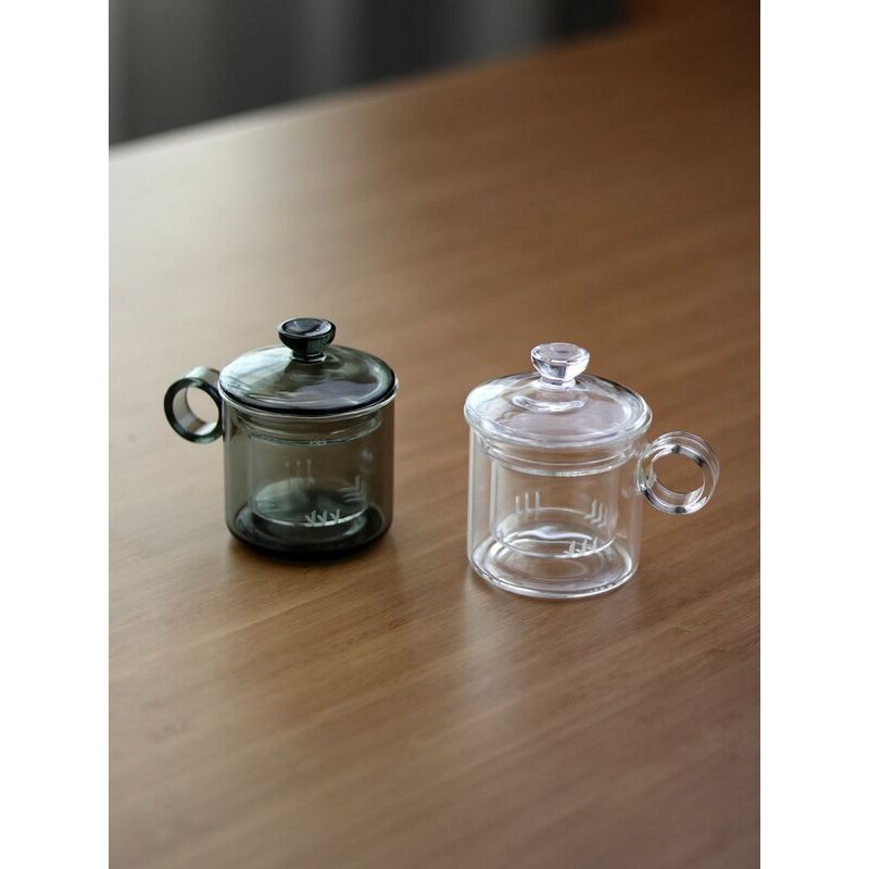 袖珍迷你泡茶杯 120ml耐热玻璃同心杯内置式过滤网茶杯泡茶分离杯