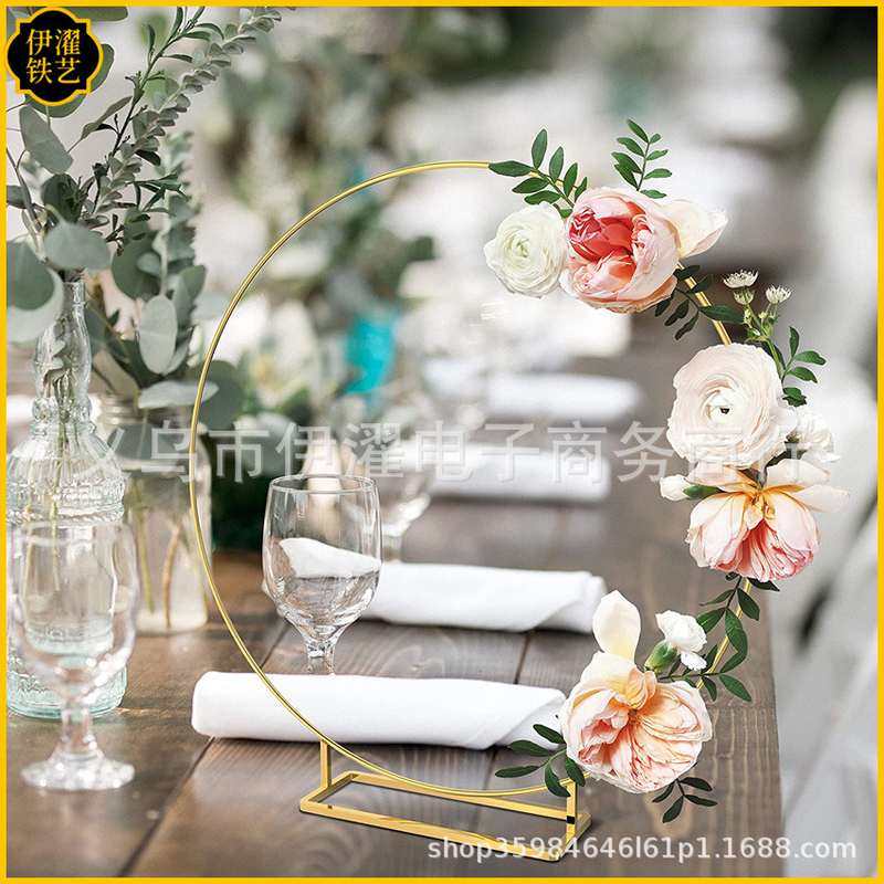 金属花环带方形底座支架艺花环摆婚庆圆形桌面饰餐桌路铁引中心,家居饰品,餐桌花艺,淘宝优惠券,粉丝福利购,淘宝优惠卷