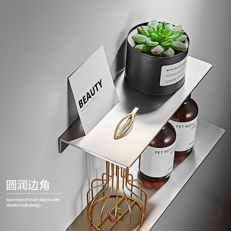 新款直销卫生间置物架不锈钢壁挂式浴室置物收纳镜前洗漱台一字隔