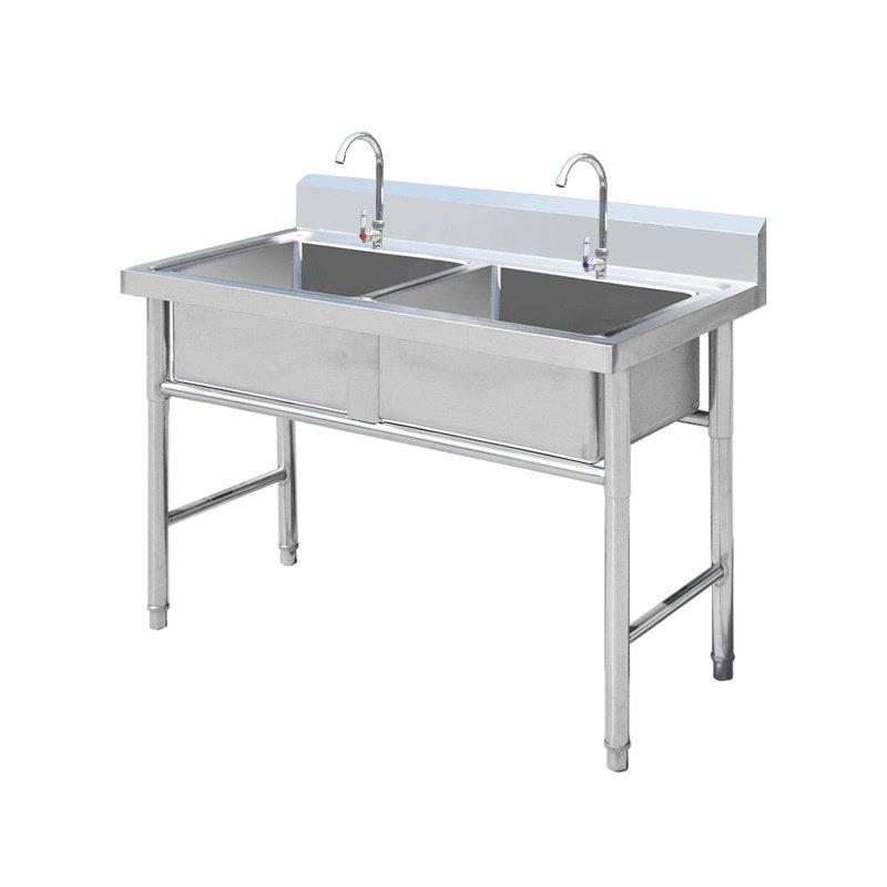 带水槽不绣钢围板工作台厨房台盆洗菜盆一体式304单槽大尺寸