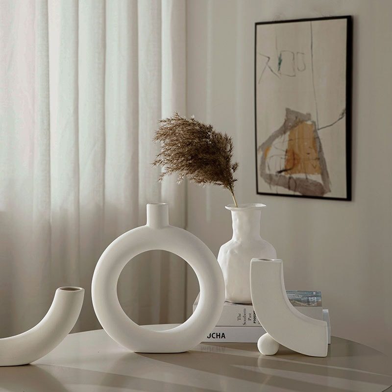 创意手工北欧素坯花瓶陶艺装饰罐酒柜风奶油餐桌摆件电视玄关装饰,家居饰品,餐桌花艺,淘宝优惠券,粉丝福利购,淘宝优惠卷