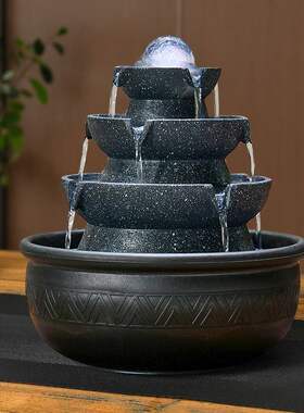 招财风水轮流水喷泉办公室摆件礼循环水风水工艺礼品摆桌面生财客