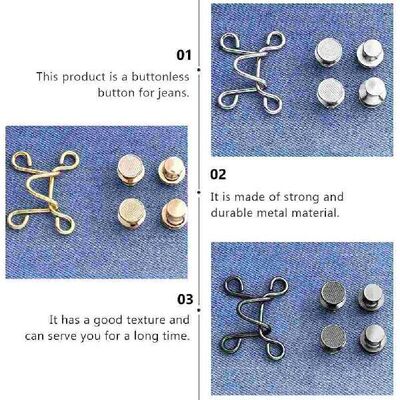 Nail Waist Buttons for Jeans Universal Buckles Snap