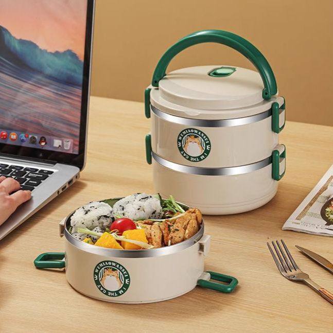 卡通吾喵便当盒304不锈钢保温学生饭盒隔便携分层串味三层餐盒不,收纳整理,食物收纳盒,淘宝优惠券,粉丝福利购,淘宝优惠卷