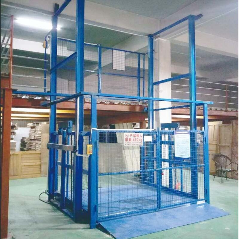 简易单轨两层双轨仓库厂房仓库货物液压平台电动升降机 导轨货梯