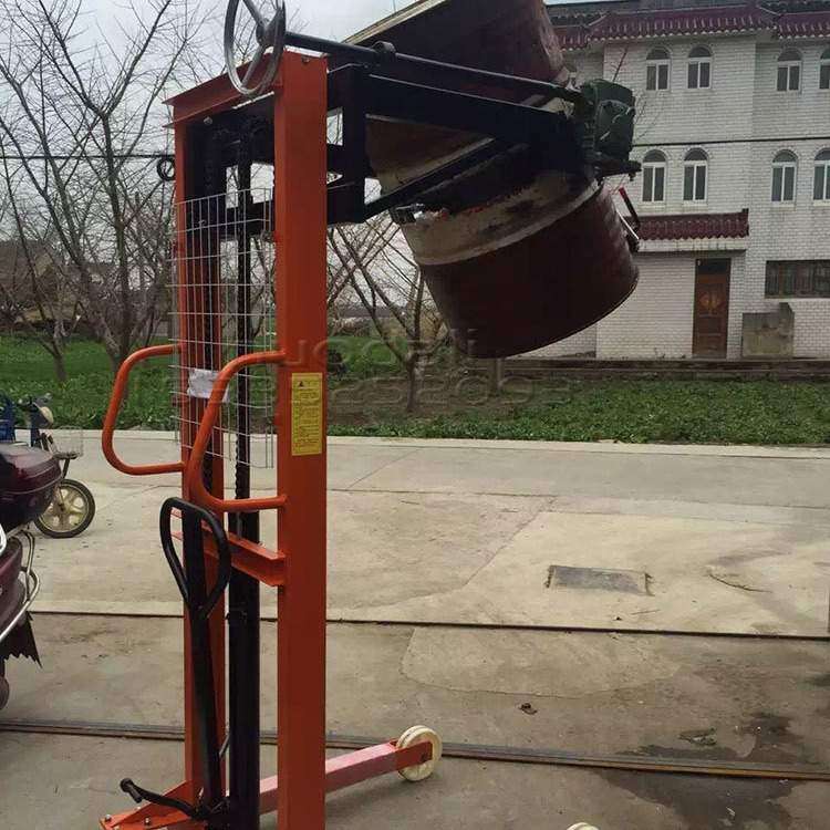 手动油桶装卸车油桶倒料车堆高车半自动油桶搬运车升高车厂家叉车