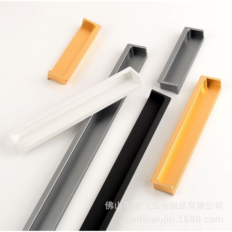 顶耐高档柜门隐形拉手暗把手抽屉白色铝合金手扣衣柜装嵌入式橱柜