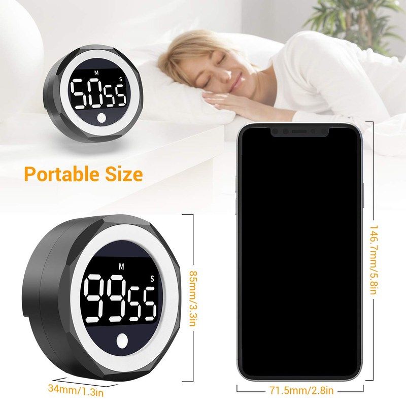 旋转计时器大屏电子定时磁充电厨房运动闹钟提醒学习计时器烘焙吸