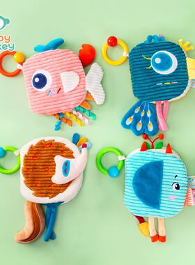 Happymonkey婴儿尾巴布书烂益智咬啃认知撕书6可不月宝宝布立体