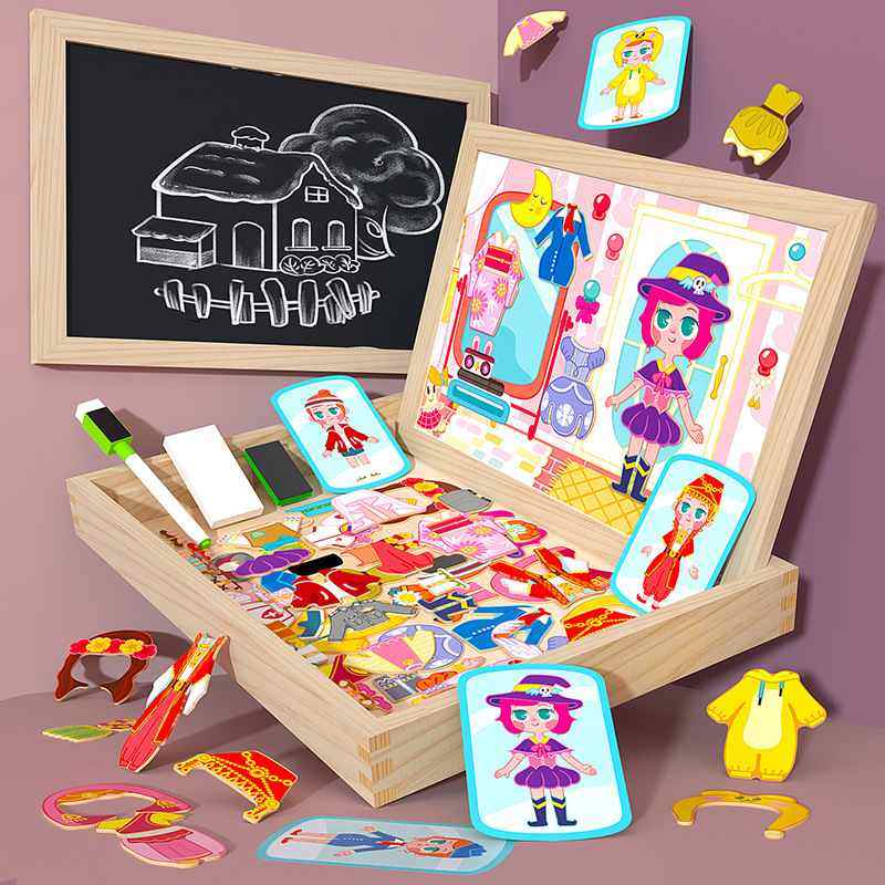 女孩换装磁性拼图画板儿童岁贴幼儿园玩具3-6磁力益智早教多功能,玩具/童车/益智/积木/模型,磁性贴,淘宝优惠券,粉丝福利购,淘宝优惠卷