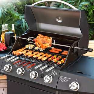 煤气烧烤炉户外家用无烟液化气多功能加厚烧烤架庭院燃气焖烤炉子