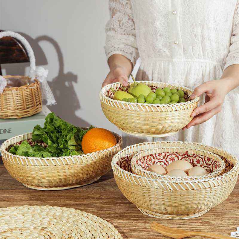 编织收纳筐厨房沥水洗家用桌面水果篮零食筐干果竹箩筐馒头菜篮子,厨房/烹饪用具,果蔬置物架/篮/框,淘宝优惠券,粉丝福利购,淘宝优惠卷