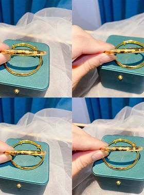 沙金手镯宝宝婴儿小孩儿童手镯长命百岁平安长命锁满月周岁礼物