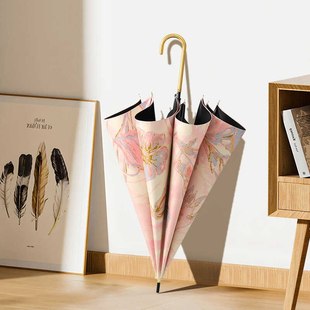 全自动直杆长柄弯钩伞黑胶防晒防紫外线女晴雨两用雨伞遮阳太阳伞