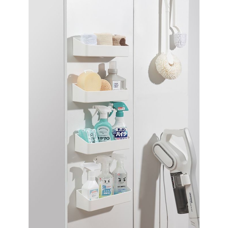 厨房橱柜门后收纳盒免打孔墙上置物架浴室卫生间无痕壁贴式收纳架