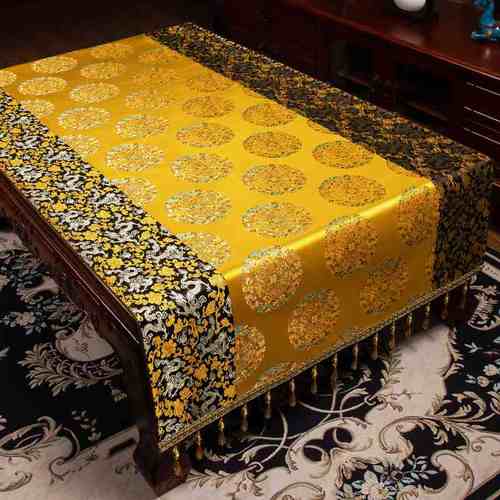 中式电视柜盖巾新中式茶几桌布防尘防烫长方形垫布书桌餐桌布桌旗