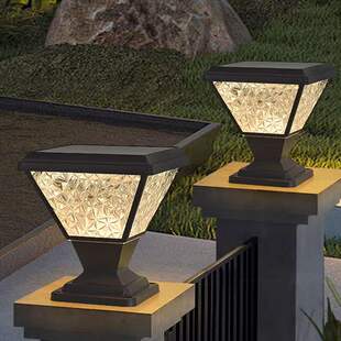 跨境太阳能庭院柱子灯花园柱头灯公园灯围栏大门别墅草坪防水