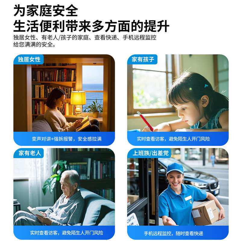 智能手机远控门铃 带萤幕电子猫眼 家用门上监控器 可视门铃远端