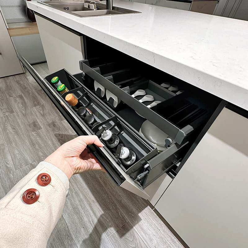 厨房碗碟收纳篮抽屉式锅具调味收纳置物架三层倾斜沥水碗篮抽中抽,厨房/烹饪用具,厨房抽屉置物架,淘宝优惠券,粉丝福利购,淘宝优惠卷