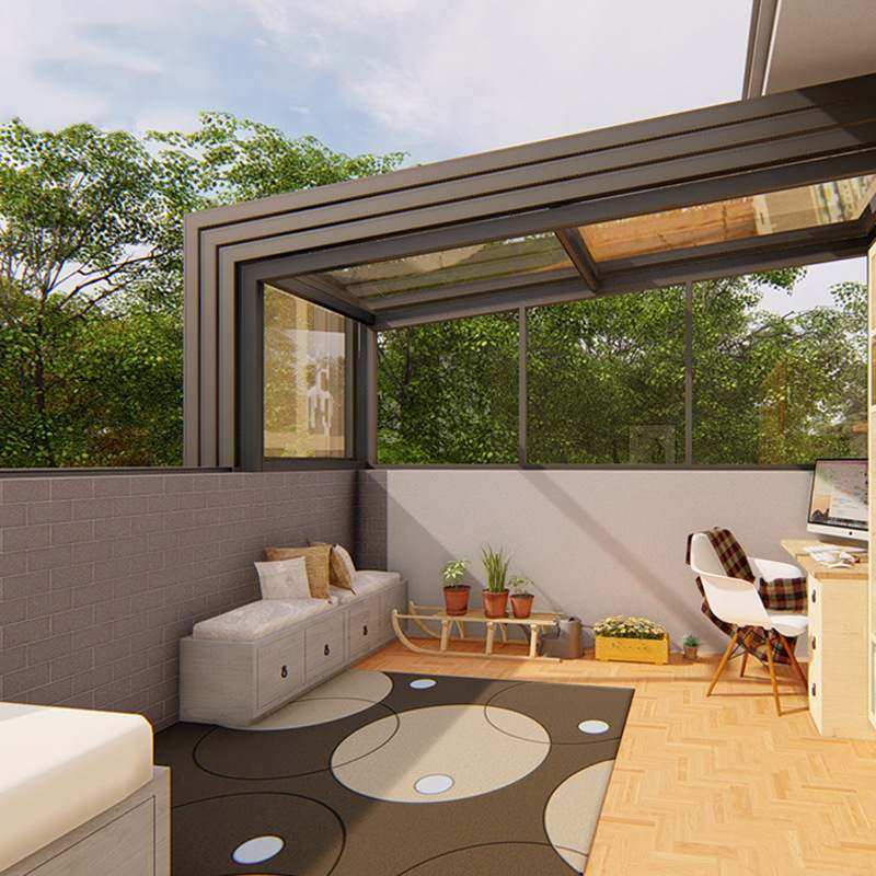 可折叠移动阳光房庭院室外电动露台 别墅阳台智能移动伸缩阳光房