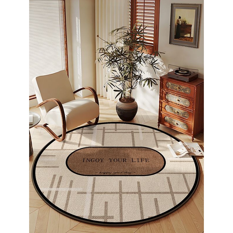 中世纪圆形地毯客厅2025新卧室床边毯子化妆椅垫免洗可擦拭转椅地