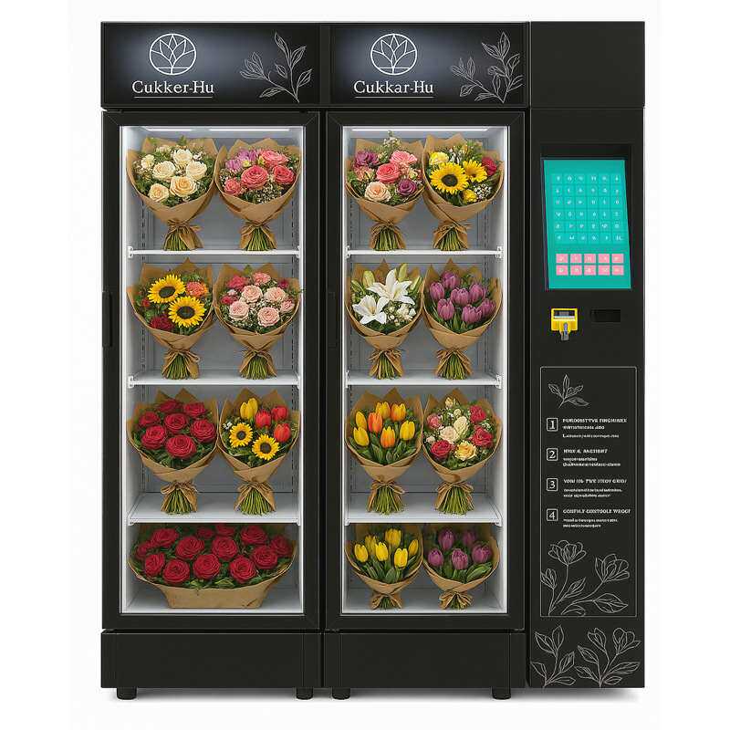 带冷藏展示的智能鲜花自动售货机 用于新鲜花束自助零售