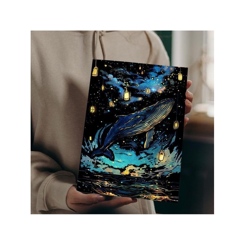 跃鹿yuelu夜光刮刮画A4成人炫彩16开刮画纸成人减压刮画 节日礼物