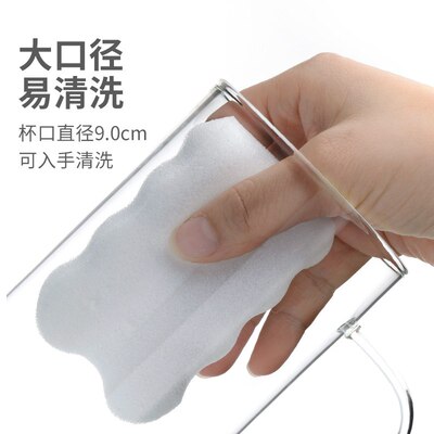 雅集豪饮杯加厚玻璃泡茶杯子办公家用耐高温茶杯大容量带把手水杯