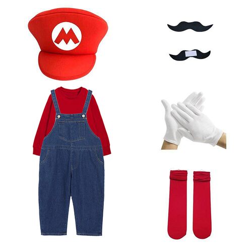 马里奥COS服装超级玛丽演出服背带裤小黄人运动会班服多巴胺套装