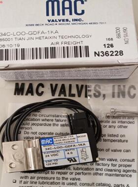 **MAC电磁阀34C-L00-GDDA-1KA ,34C-L00-GDFA-1BA,34C-L00-GDF0