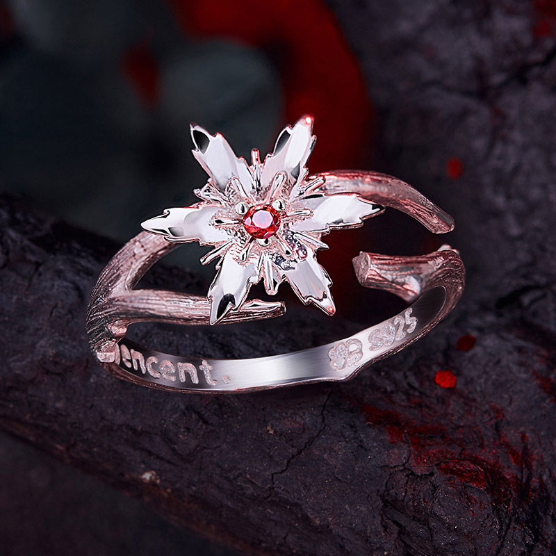 《斗罗大陆》动画 925银锆钻戒指手指饰品小舞相思断肠红印象戒指