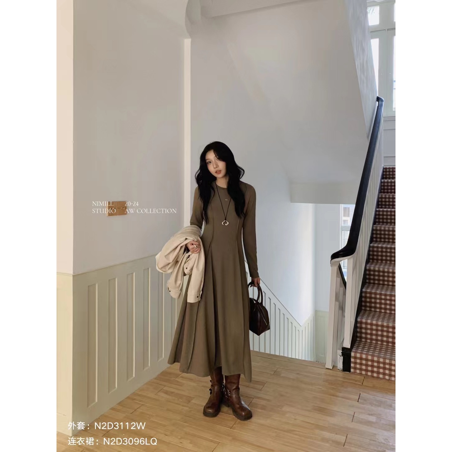 奈ni蜜mi儿ll n2d3096修身连衣裙 高品质实体店秋新款打底裙子女