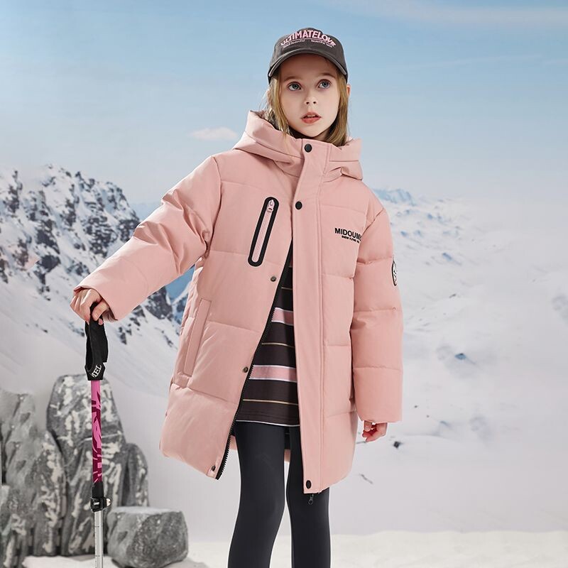 新款洋气儿童羽绒服男童中长款童装加厚中大童冬季女童外