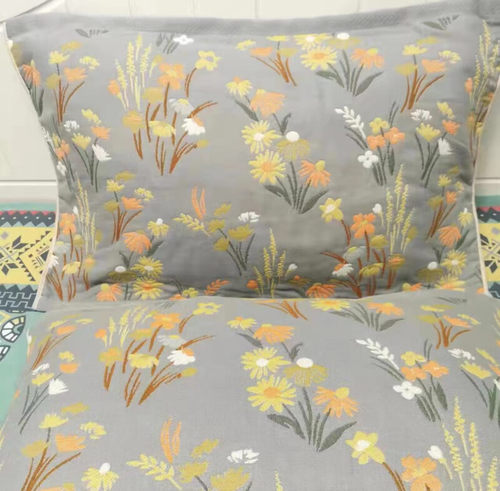 忱巾八层纱布一对装52*78枕巾系列合集G207麦穗-灰53*78