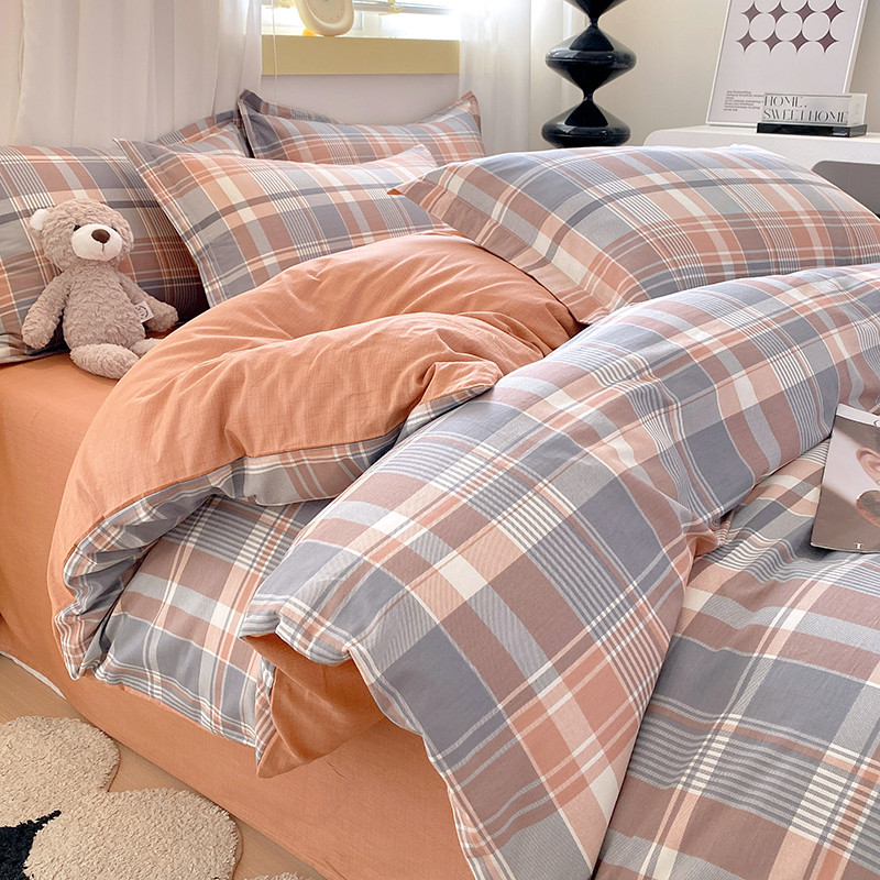 简约纯棉四件套100%全棉家用被套床单双人床上用品学生宿舍三件套,床上用品,床品套件/四件套/多件套,淘宝优惠券,粉丝福利购,淘宝优惠卷