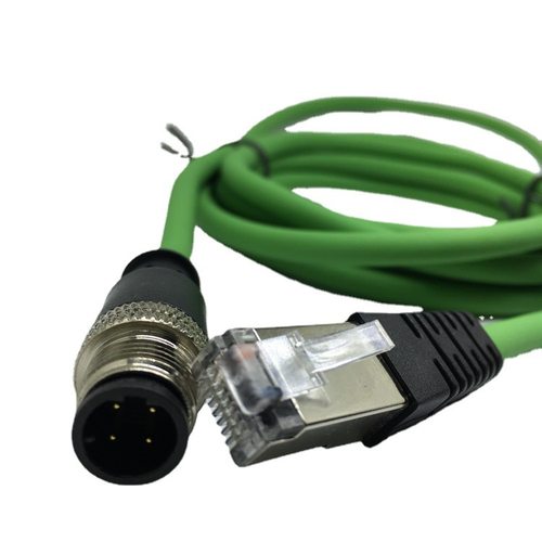 D型M12转rj45网线 4芯编码传感器工业相机网线 4芯高柔拖链网线