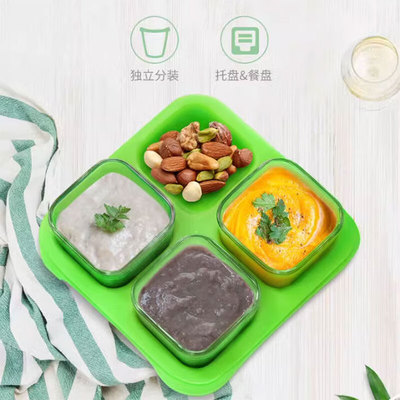 原装Green Sprouts小绿芽辅食盒婴儿玻璃保鲜密封储存盒 可冷冻