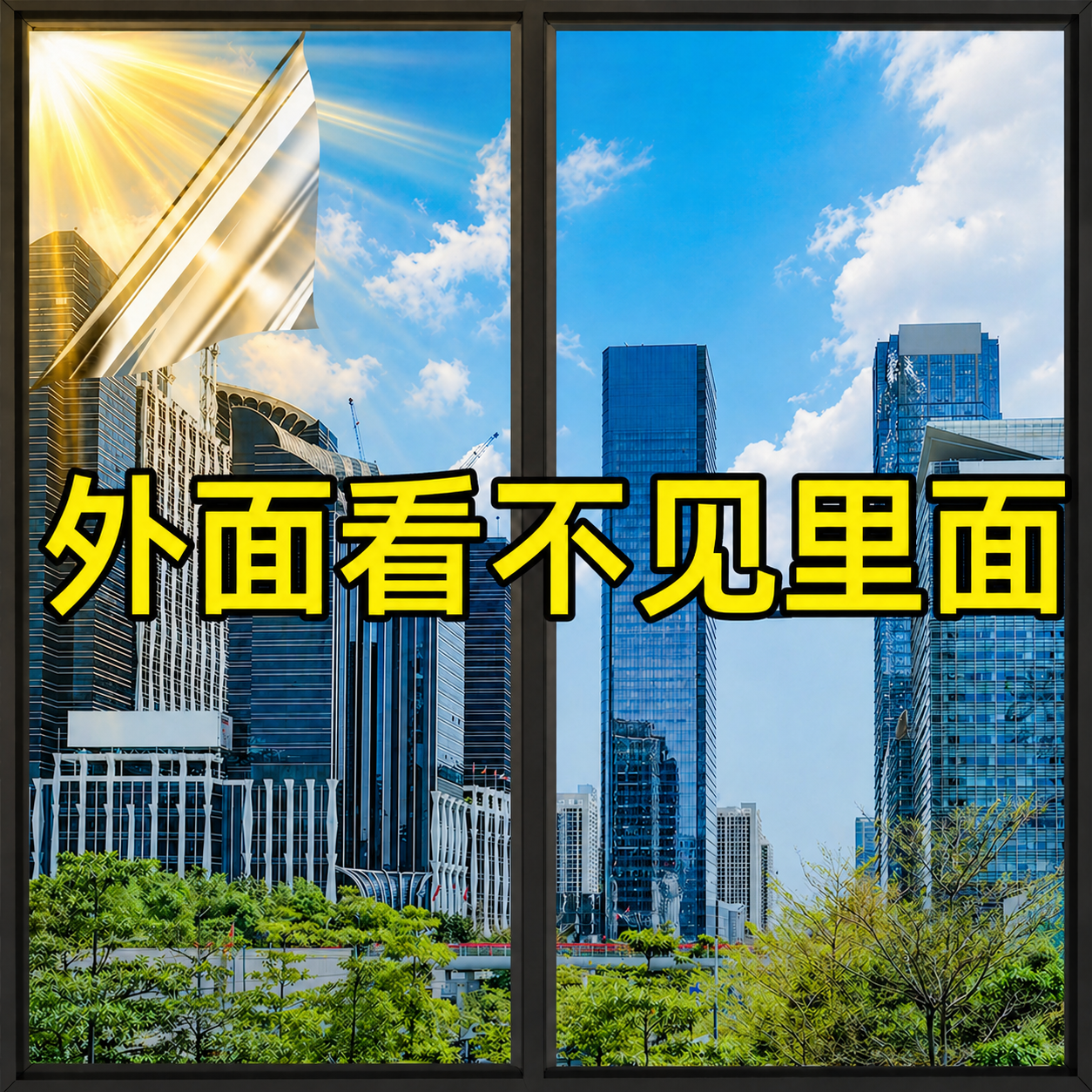 单向透视玻璃窗防窥膜窗户贴纸透光不透明防走光外面看不到里面