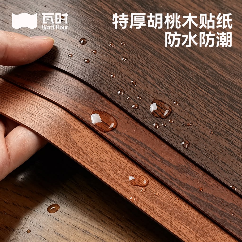 桌子木纹胡桃贴纸家具翻新改色图片