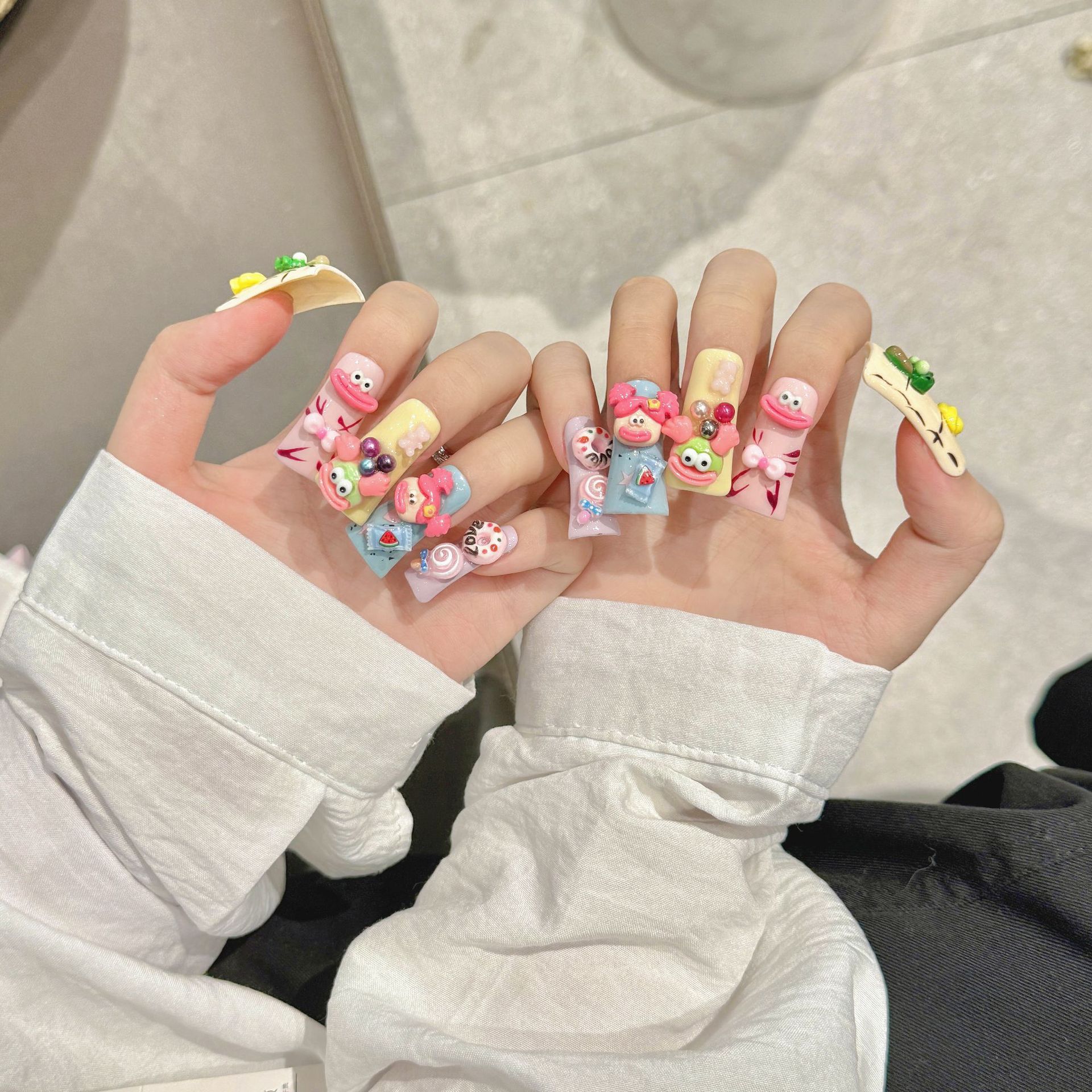 泰迪雪人欧美鸭嘴甲纯手工穿戴甲