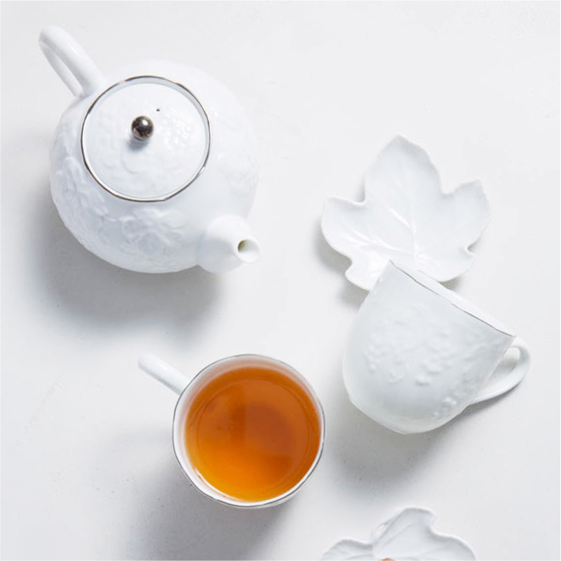 日本进口桂由美浮雕系列办公室下午茶礼物手办茶壶茶杯葡萄刻花5