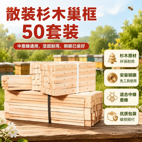 散装巢框中意蜂通用标准杉木巢框蜂箱巢础框已装铜眼养蜜蜂工具
